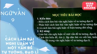 Môn Ngữ Văn Lớp 9 - Cách làm bài nghị luận về một vấn đề tư tưởng đạo lí