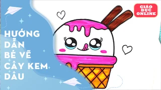 Cách vẽ một chiếc kem dâu thật dễ thương