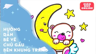 Cách vẽ chú gấu bông bên mặt trăng