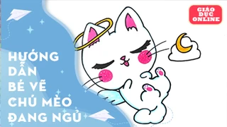 Cùng vẽ và tô màu một chú mèo đang ngủ