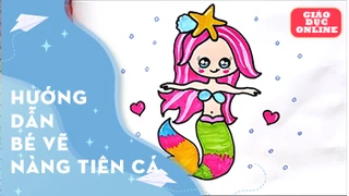 Cách vẽ nàng tiên cá tóc hồng