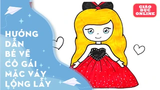 Cách vẽ và tô màu cô gái với chiếc váy lộng lẫy