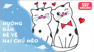 Cách vẽ và tô 2 chú mèo đáng yêu