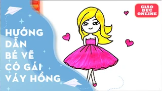 Cùng vẽ và tô màu một cô gái váy hồng