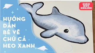 Vẽ và tô màu cá heo xanh