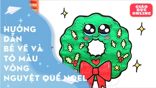 Hướng dẫn bé vẽ và tô màu vòng nguyệt quế Noel