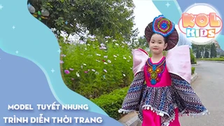 Model Kid TUYẾT NHUNG xinh tươi siêu dễ thương trong bộ váy Thổ cẩm Ước Mơ Hồng Xuân Quý Mão