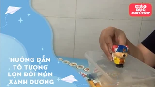 Hướng dẫn tô tượng lợn đội nón xanh dương