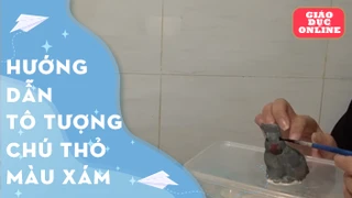 Hướng dẫn tô tượng chú thỏ ngồi màu xám